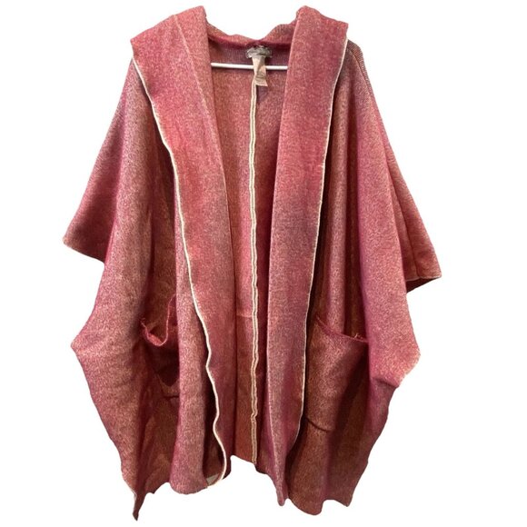 Free People Sweaters - Free People Womens Cardigan Heathered Pink Hooded Open Front Pockets One Size